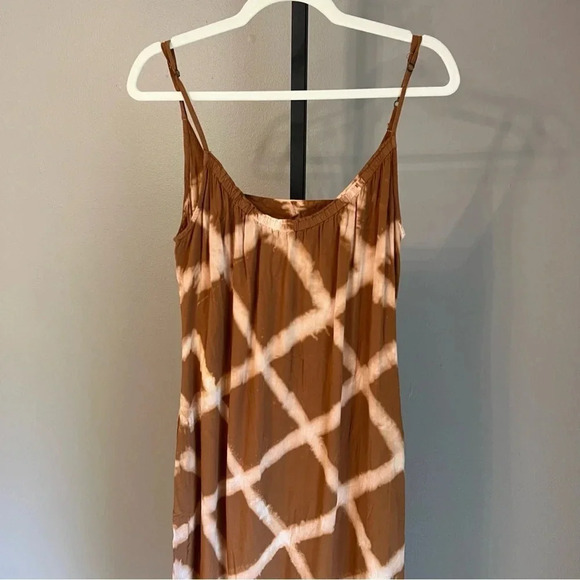 The Odells Anthropologie Morgana Midi Dress Brown Tan Cream Small Coastal Boho - Picture 3 of 7